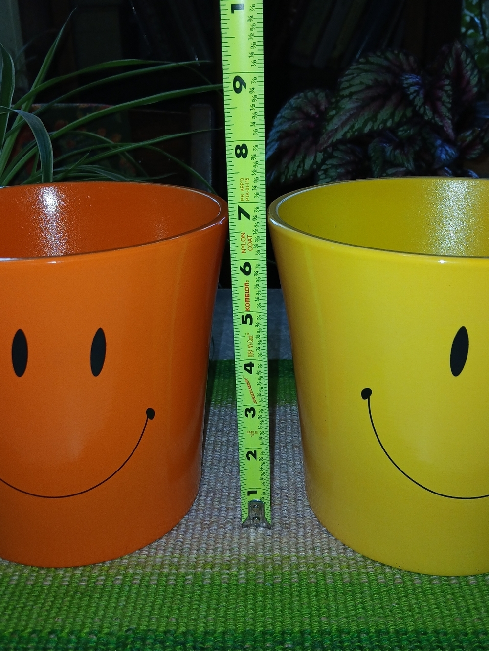 Happy Face Ceramic Planters - Orange & Yellow Set - Picture 2 of 4